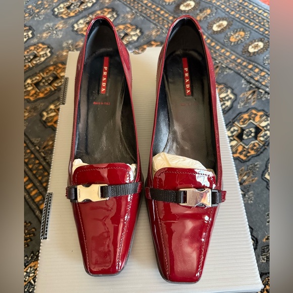 Prada Shoes - Vintage Prada Red Patent Leather Kitten Heels Italian 36.5 (size 6.5 US)